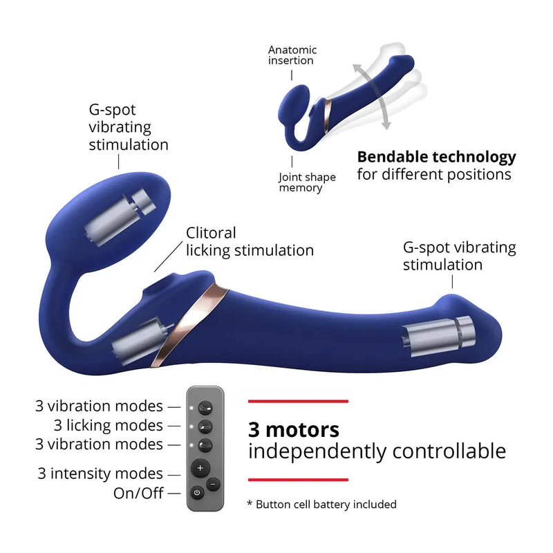 Strap-On-Me Multi-Orgasm Small Bendable Strap-On - Blue Strap-On-Me