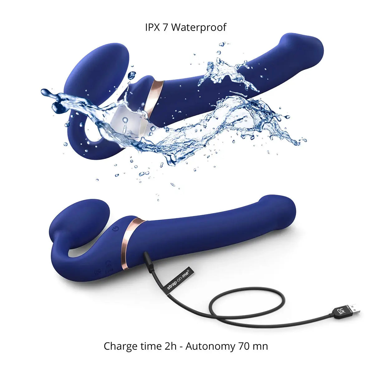 Strap-On-Me Multi-Orgasm Small Bendable Strap-On - Blue Strap-On-Me