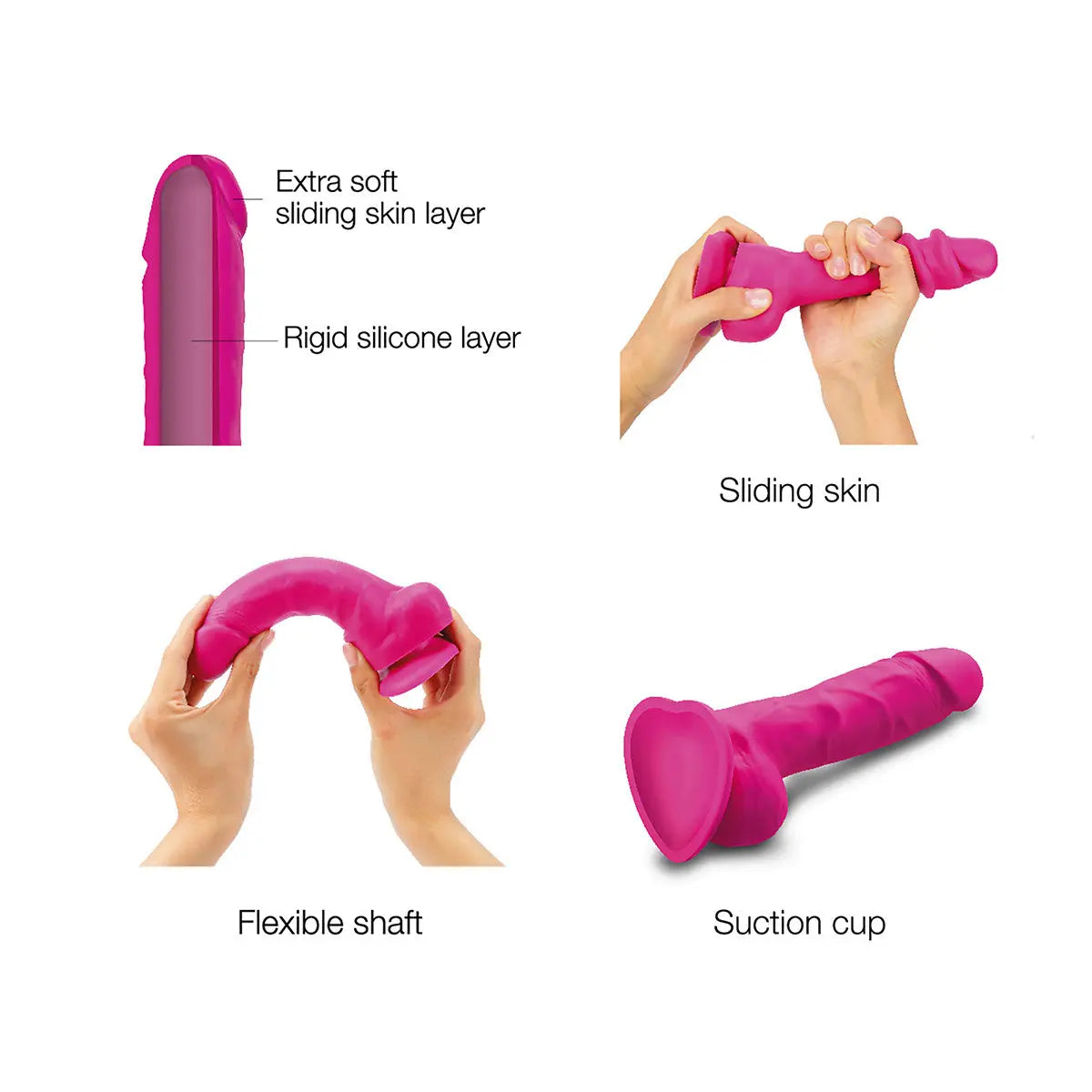 Strap-On-Me Sliding Skin Realistic Dil Small - Fuchsia Strap-On-Me