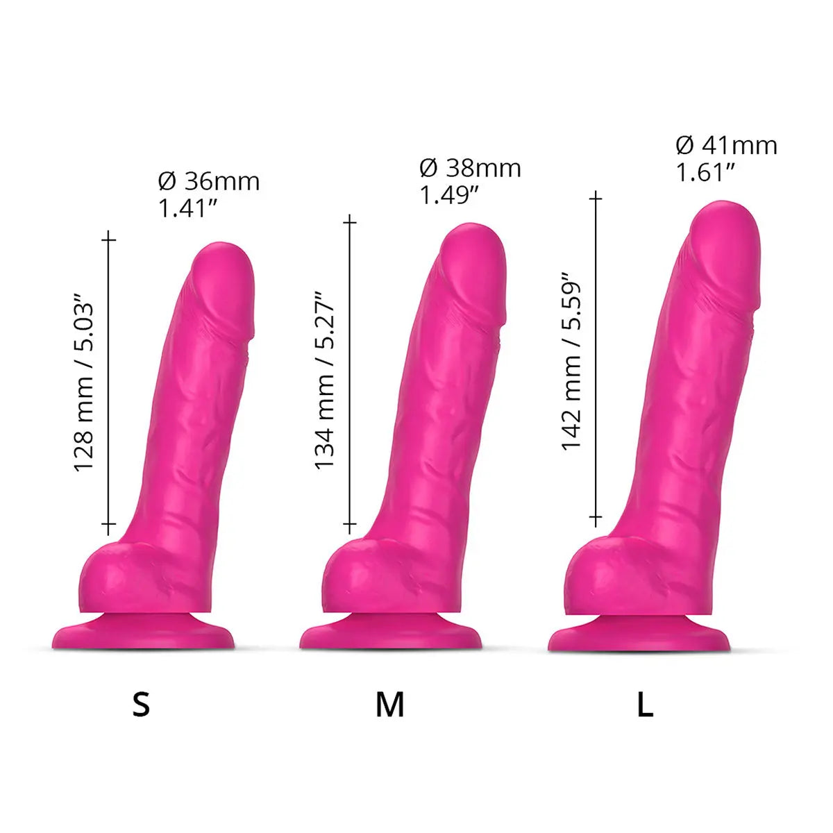 Strap-On-Me Sliding Skin Realistic Dil Small - Fuchsia Strap-On-Me
