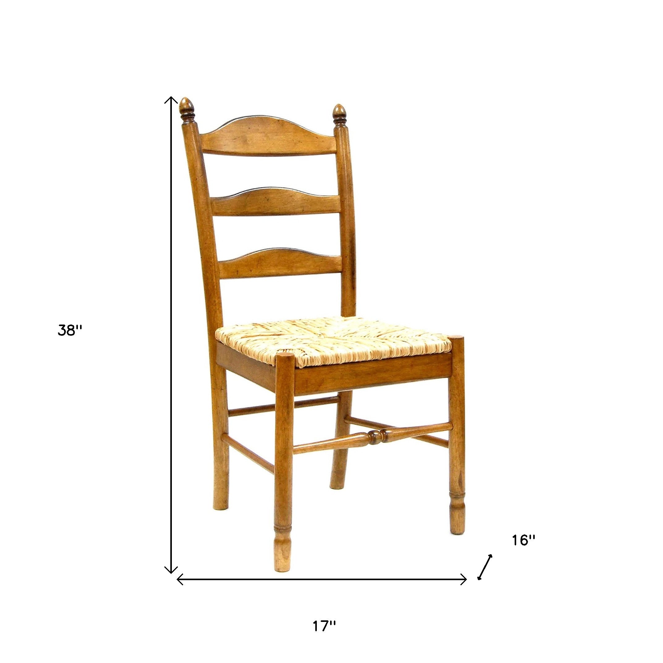 Straw And Brown Wood Ladder Back Dining Side Chair Homeroots Kitchen & Dining