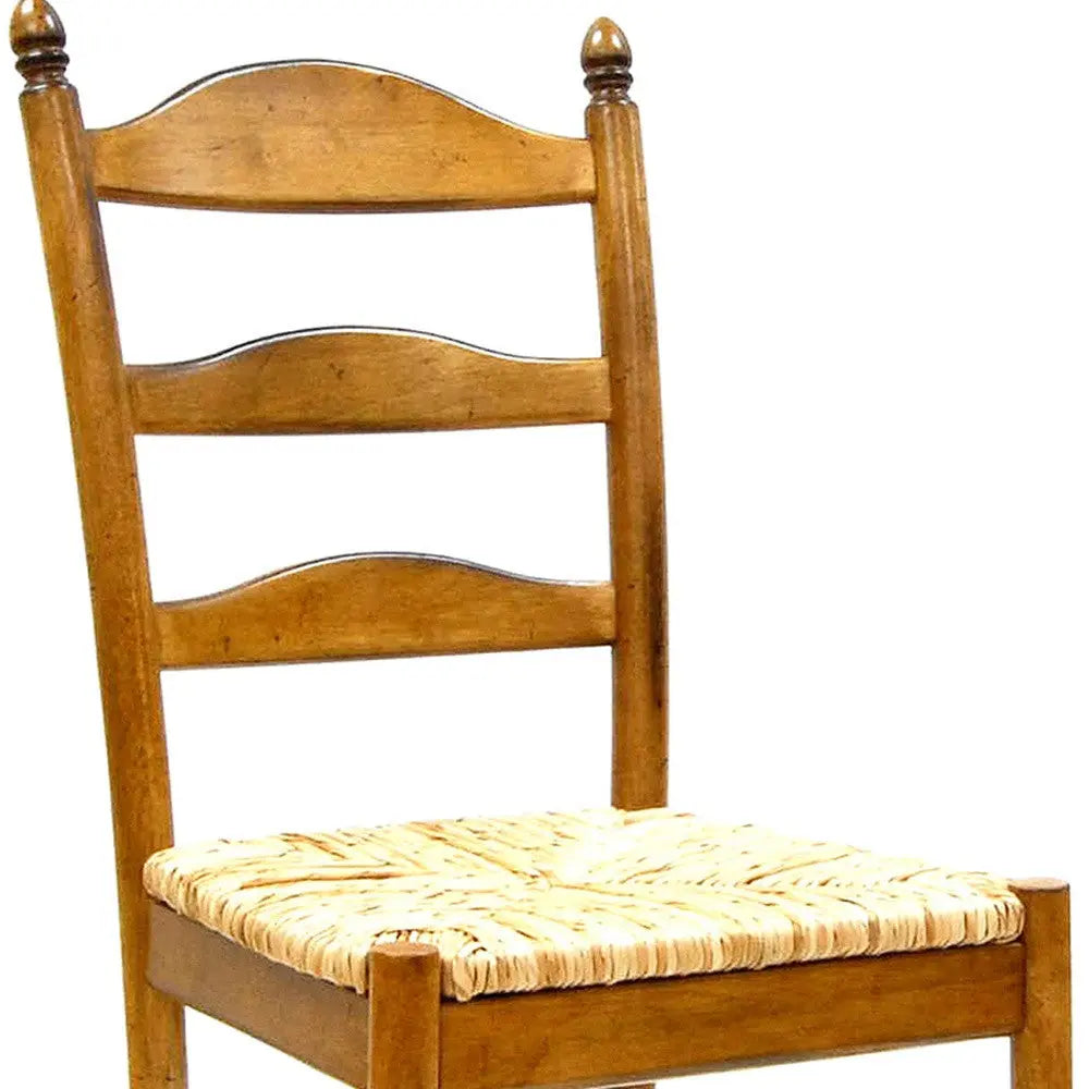 Straw And Brown Wood Ladder Back Dining Side Chair Homeroots Kitchen & Dining