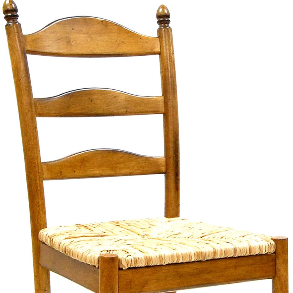 Straw And Brown Wood Ladder Back Dining Side Chair Homeroots Kitchen & Dining