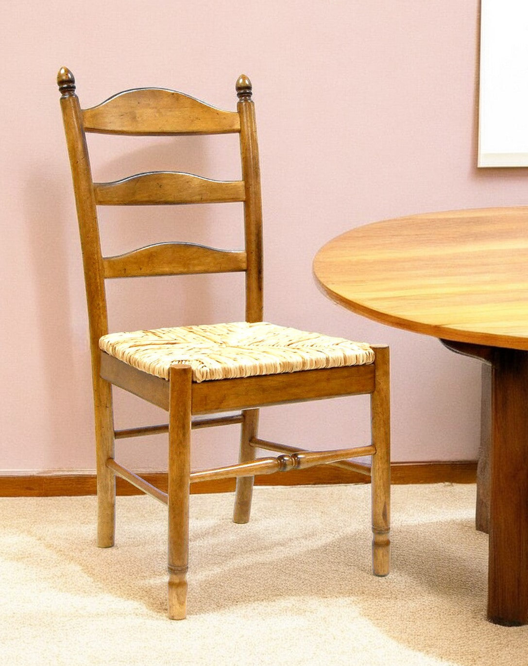 Straw And Brown Wood Ladder Back Dining Side Chair Homeroots Kitchen & Dining