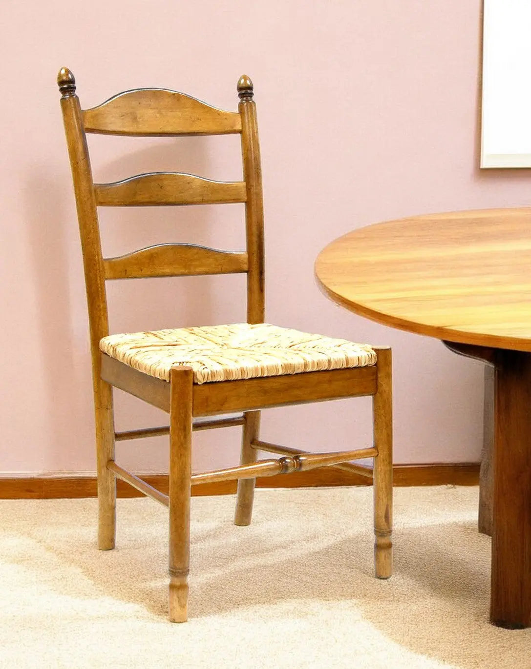 Straw And Brown Wood Ladder Back Dining Side Chair Homeroots Kitchen & Dining