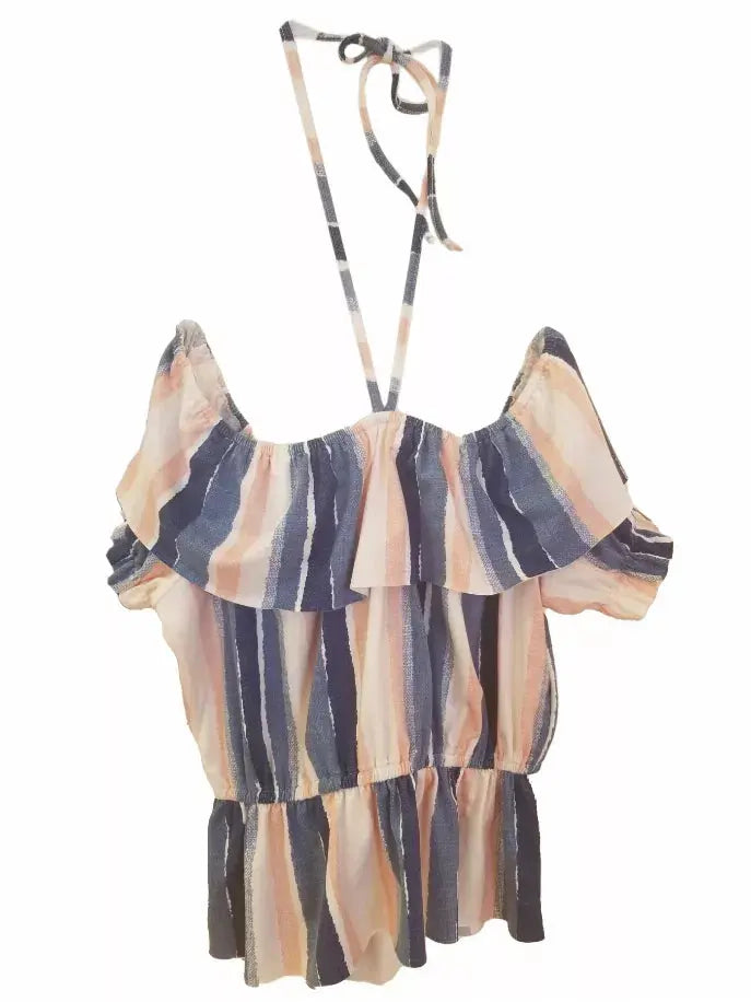 Striped Tiered Tank ft Ruffles & Tie Straps Little Mass