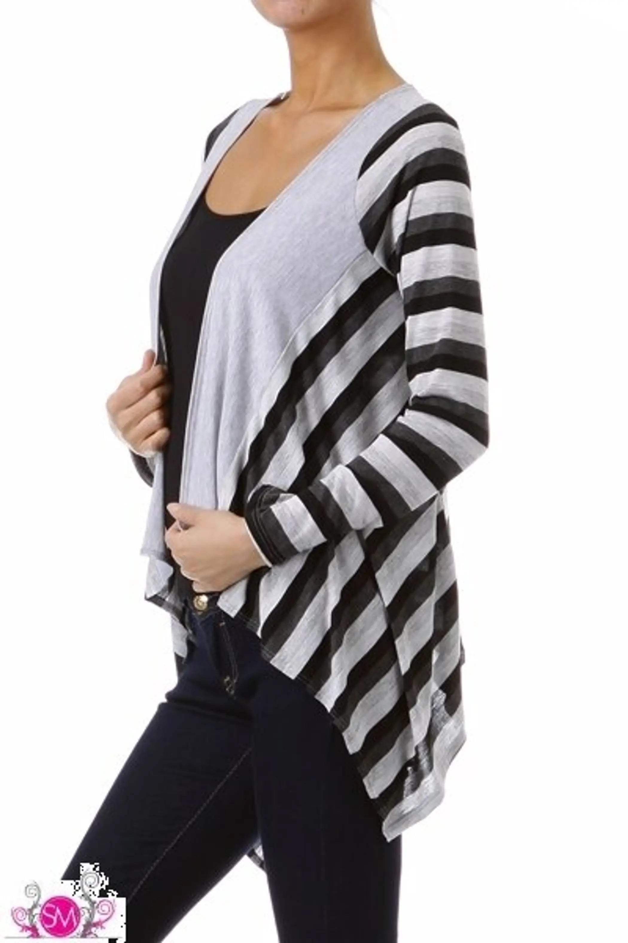 Striped solid contrast cardigan SurelyMine