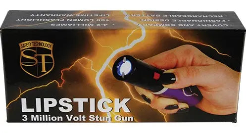 Stun Master 25,000,000 Volt Rechargeable Lipstick Stun Gun With Flashlight Safety Technology