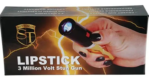 Stun Master 25,000,000 Volt Rechargeable Lipstick Stun Gun With Flashlight Safety Technology