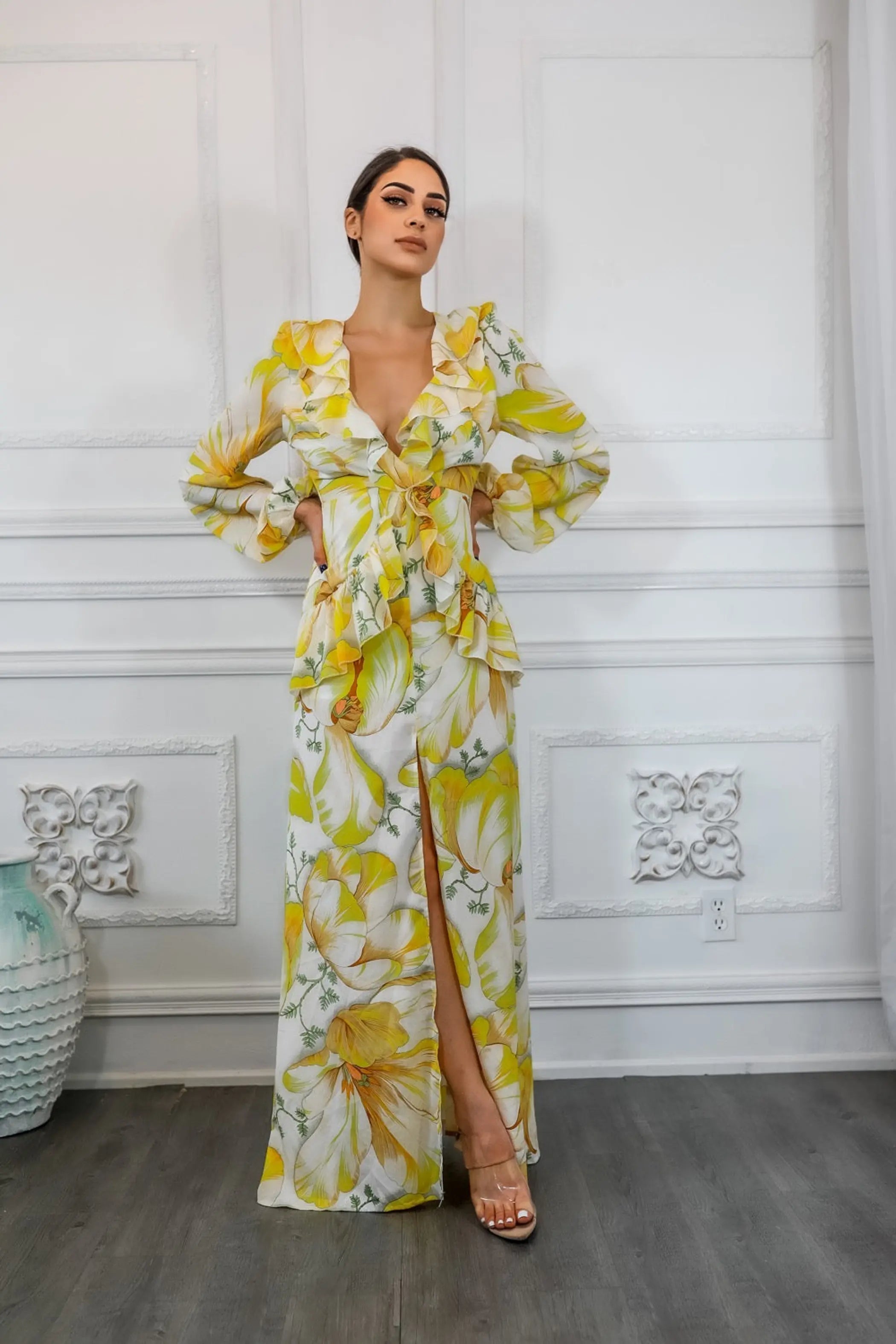 Stunning Ruffle Floral Maxi Dress SurelyMine