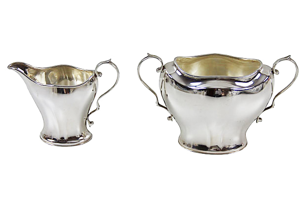Sugar & Cream English Silver Plate C.1895 Corbell Silver
