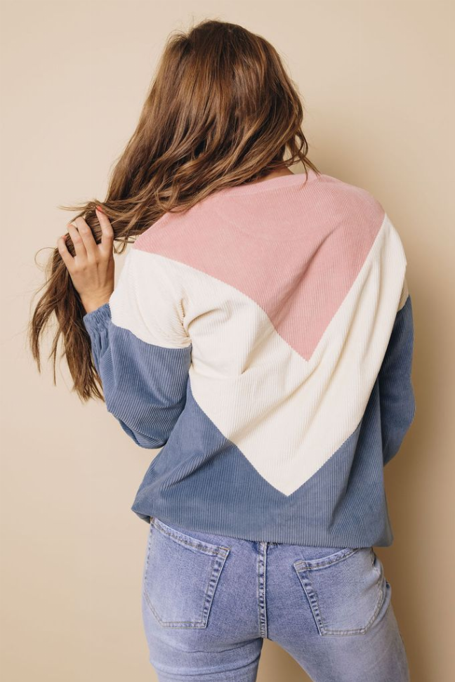 Suki Balloon Sleeve Corduroy Sweatshirt Stay Warm in Style