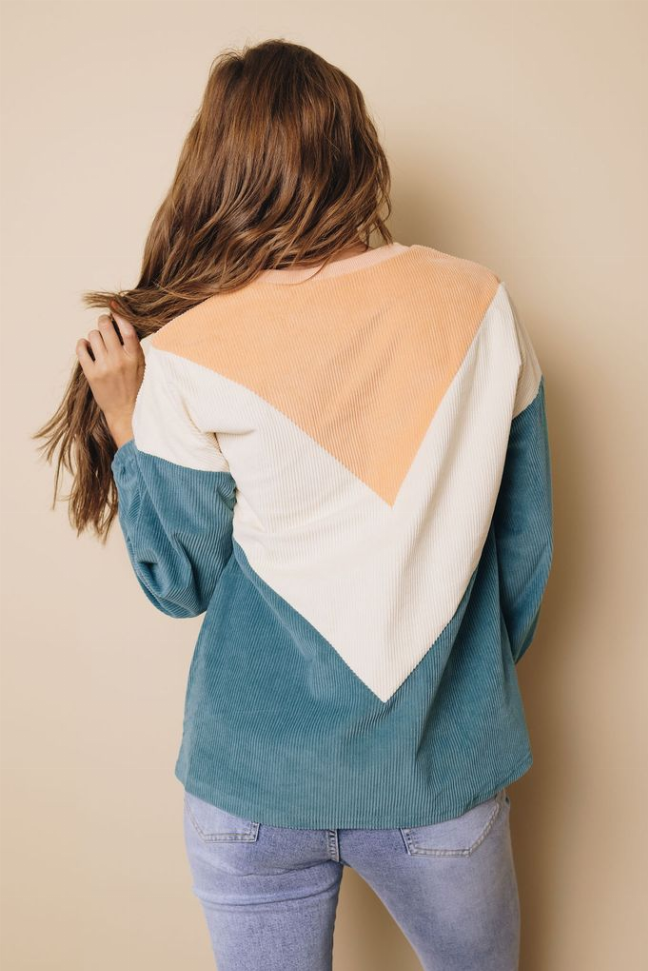 Suki Balloon Sleeve Corduroy Sweatshirt Stay Warm in Style