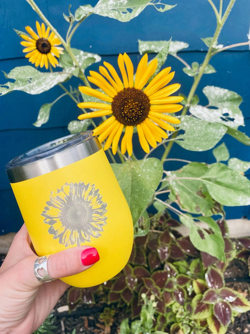 Sunflower Insulated Wine Tumbler - Sunflowers Gifts Bevvee