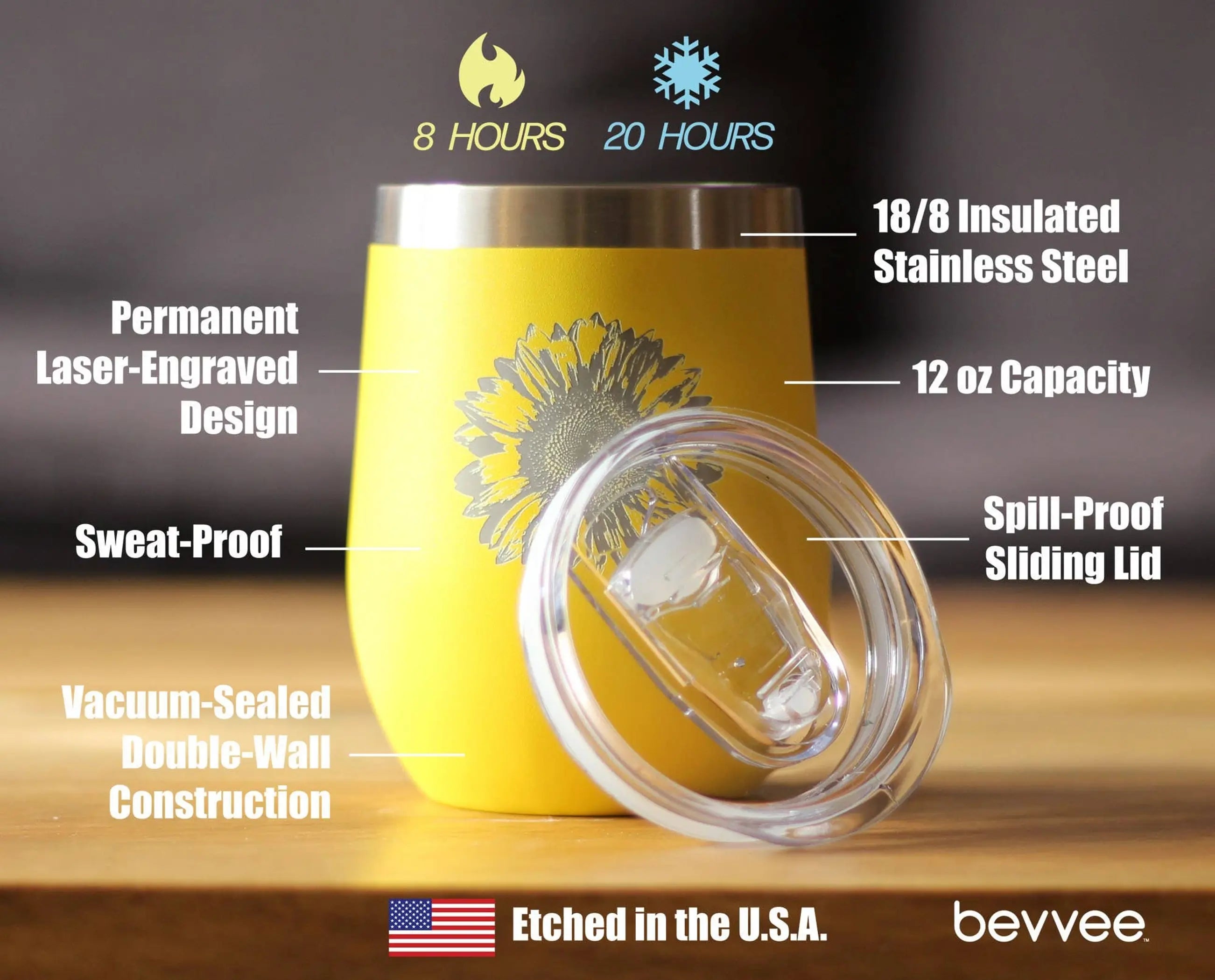 Sunflower Insulated Wine Tumbler - Sunflowers Gifts Bevvee