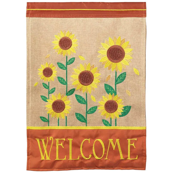 Sunflowers Welcome Flag Burlap Dicksons Inc