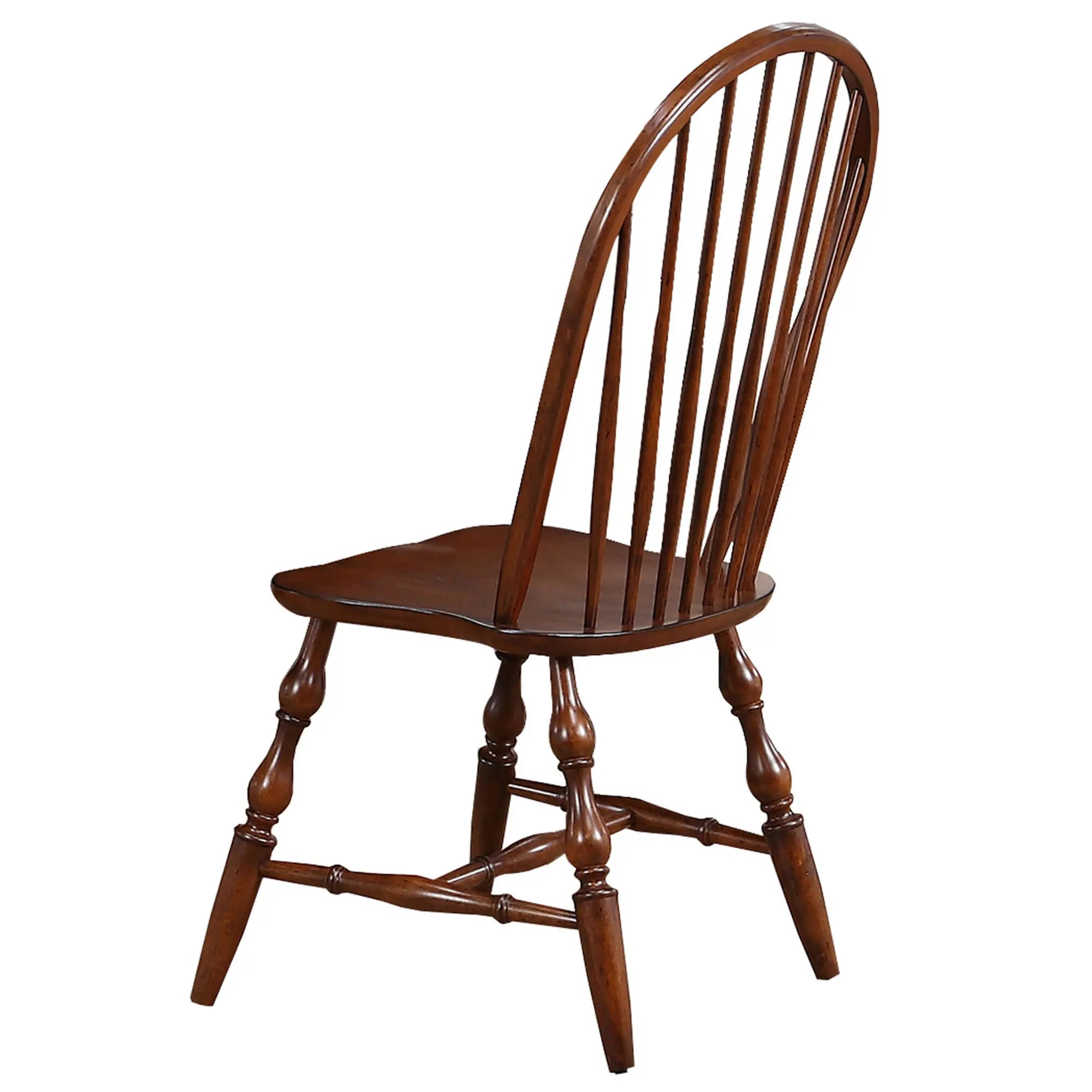 Sunset Trading Andrews Windsor Spindleback Dining Chair | Fully Assembled Kitchen Chair | Modern Farmhouse Minimalist Country Cottage| Chestnut Brown | Set of 2 Sunset Trading
