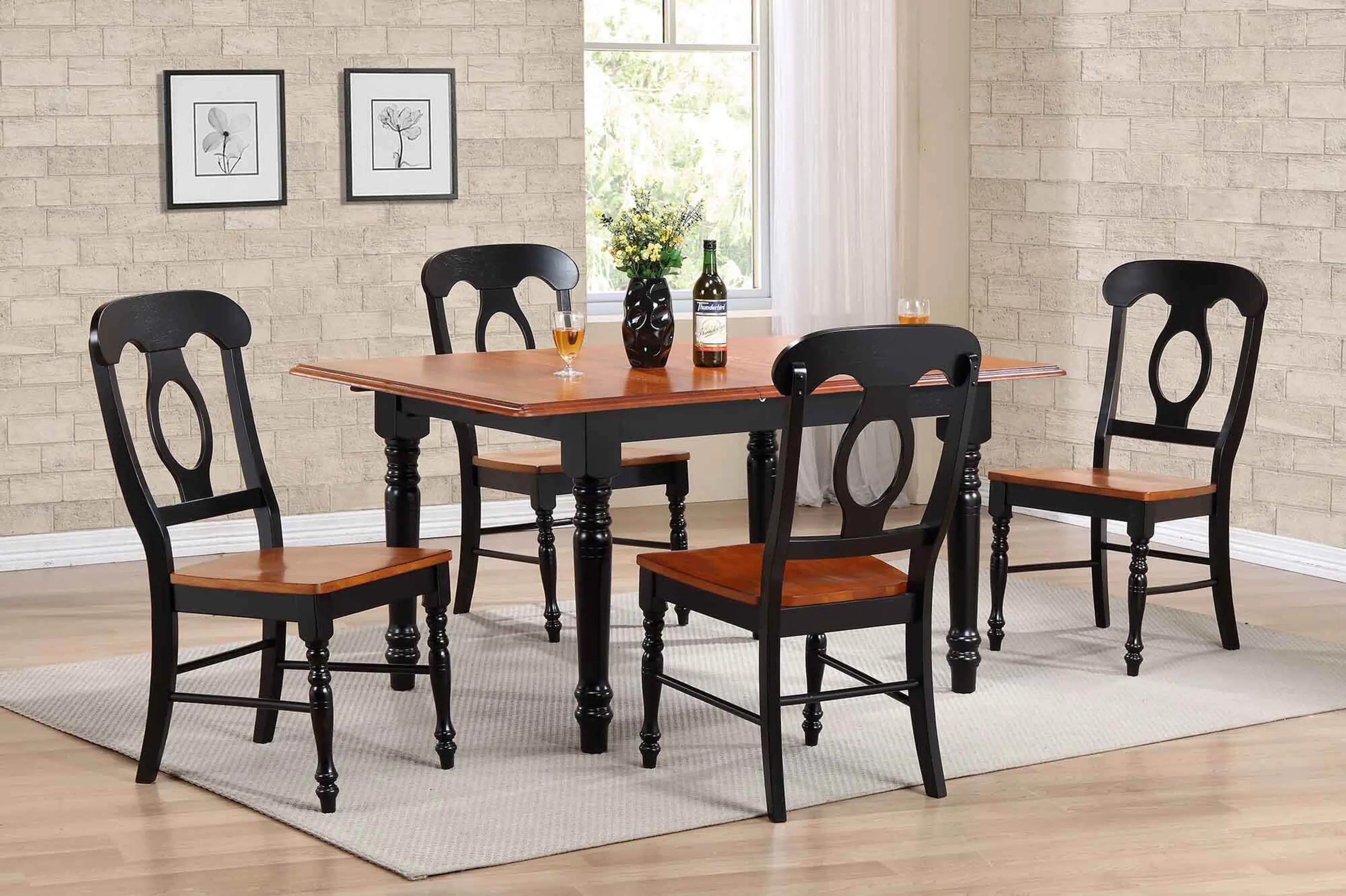 Sunset Trading Black Cherry Selections Napoleon Dining Chair | Antique Black and Cherry | Set of 2 Sunset Trading