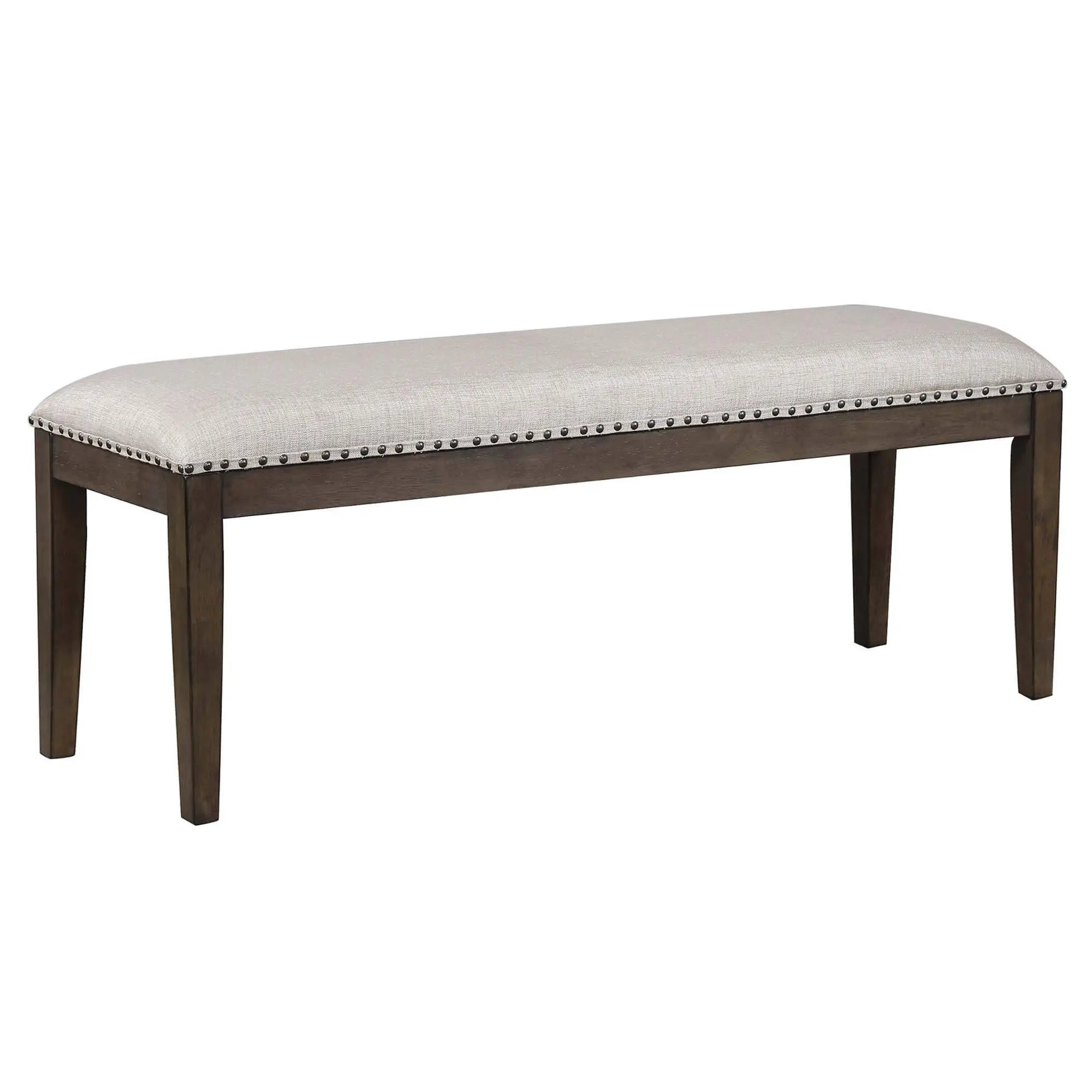 Sunset Trading Cali 50" Upholstered Dining Bench | Brown Solid Wood | Nailheads Sunset Trading