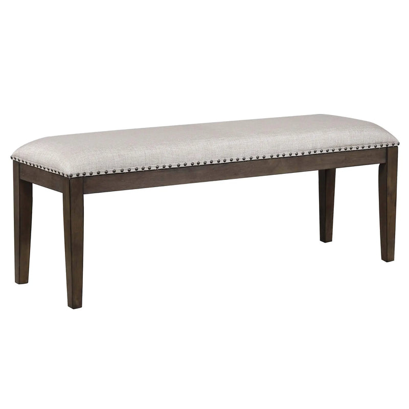 Sunset Trading Cali 50" Upholstered Dining Bench | Brown Solid Wood | Nailheads Sunset Trading