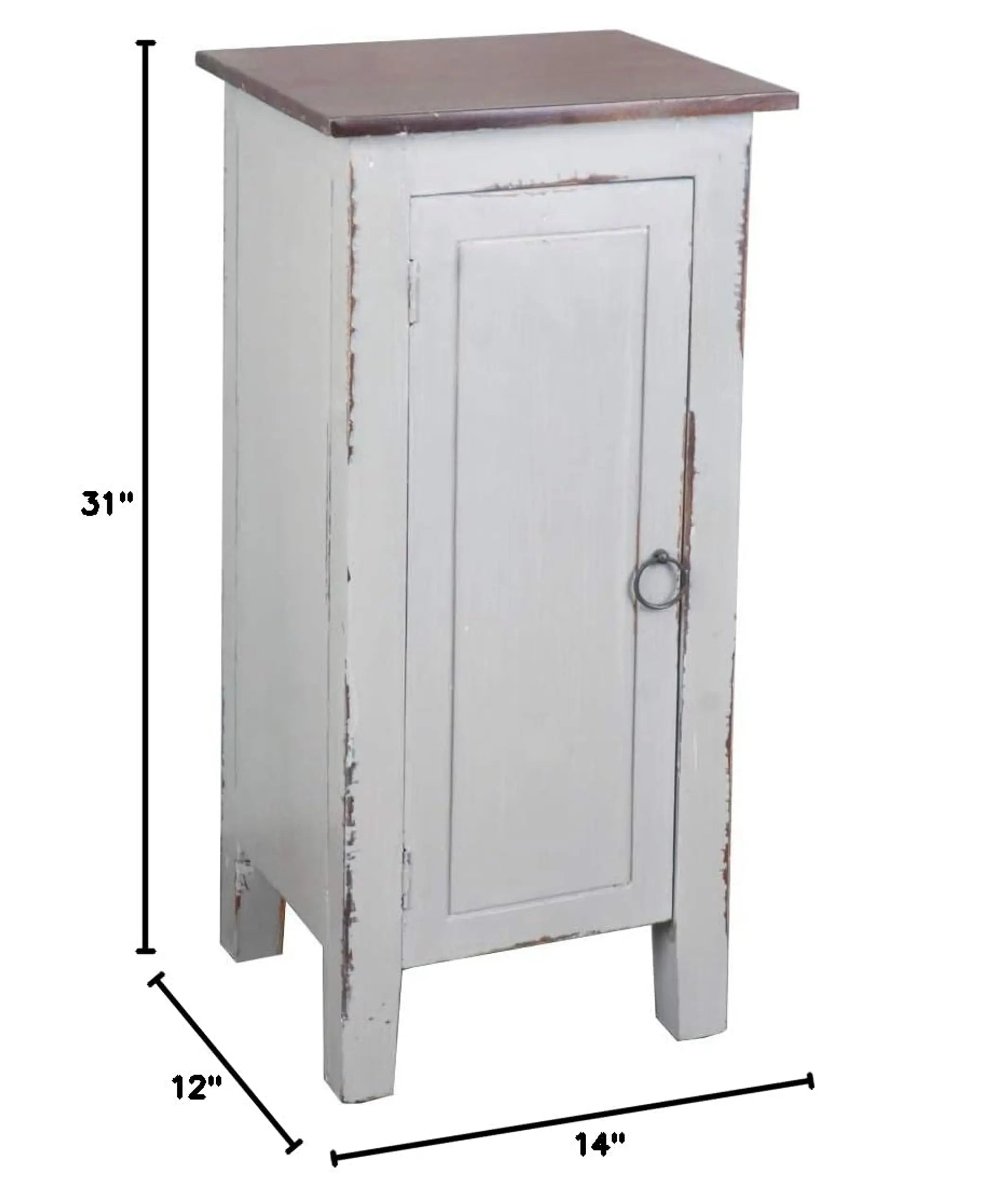 Sunset Trading Cottage 1 Door Accent Cabinet | Distressed Gray/Old Java Solid Wood | Fully Assembled Cupboard Sunset Trading