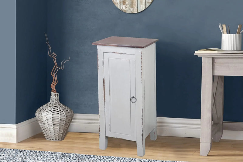 Sunset Trading Cottage 1 Door Accent Cabinet | Distressed Gray/Old Java Solid Wood | Fully Assembled Cupboard Sunset Trading