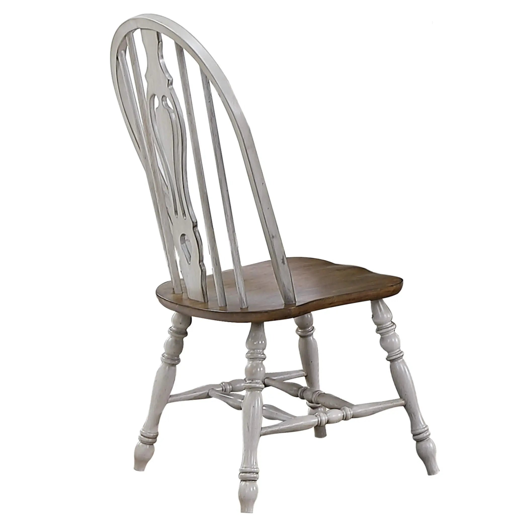 Sunset Trading Country Grove Keyhole Windsor Dining Chair | Distressed Gray and Brown Wood | Set of 2 | Fully Assembled Sunset Trading