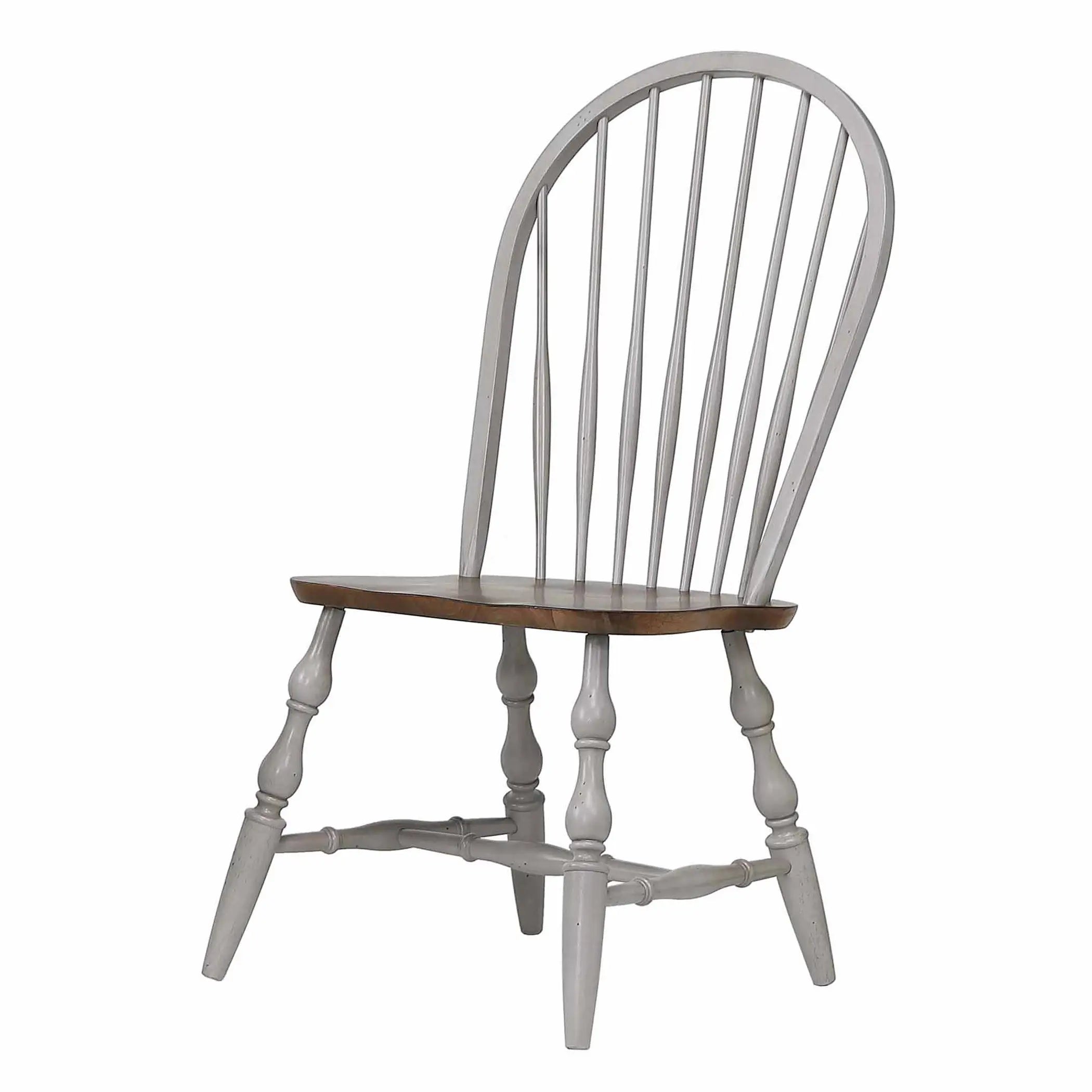 Sunset Trading Country Grove Windsor Spindleback Dining Chair | Fully Assembled Kitchen Chair | Modern Farmhouse Minimalist Country Cottage | Distressed Gray and Brown Wood | Set of 2 Sunset Trading