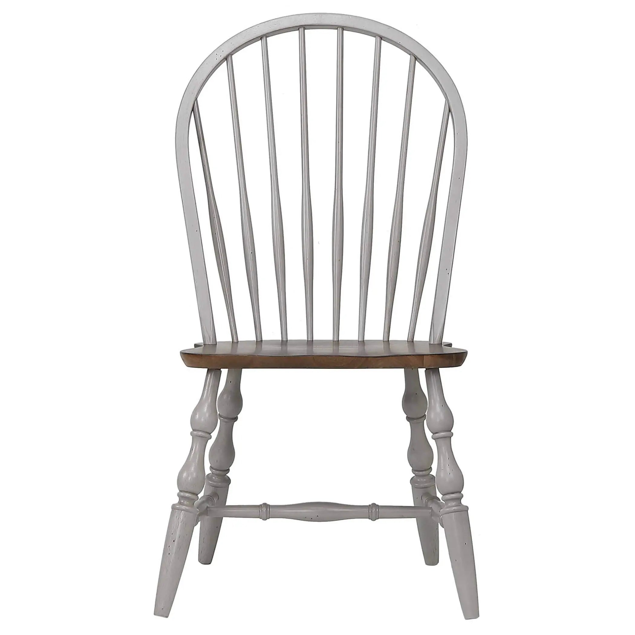Sunset Trading Country Grove Windsor Spindleback Dining Chair | Fully Assembled Kitchen Chair | Modern Farmhouse Minimalist Country Cottage | Distressed Gray and Brown Wood | Set of 2 Sunset Trading