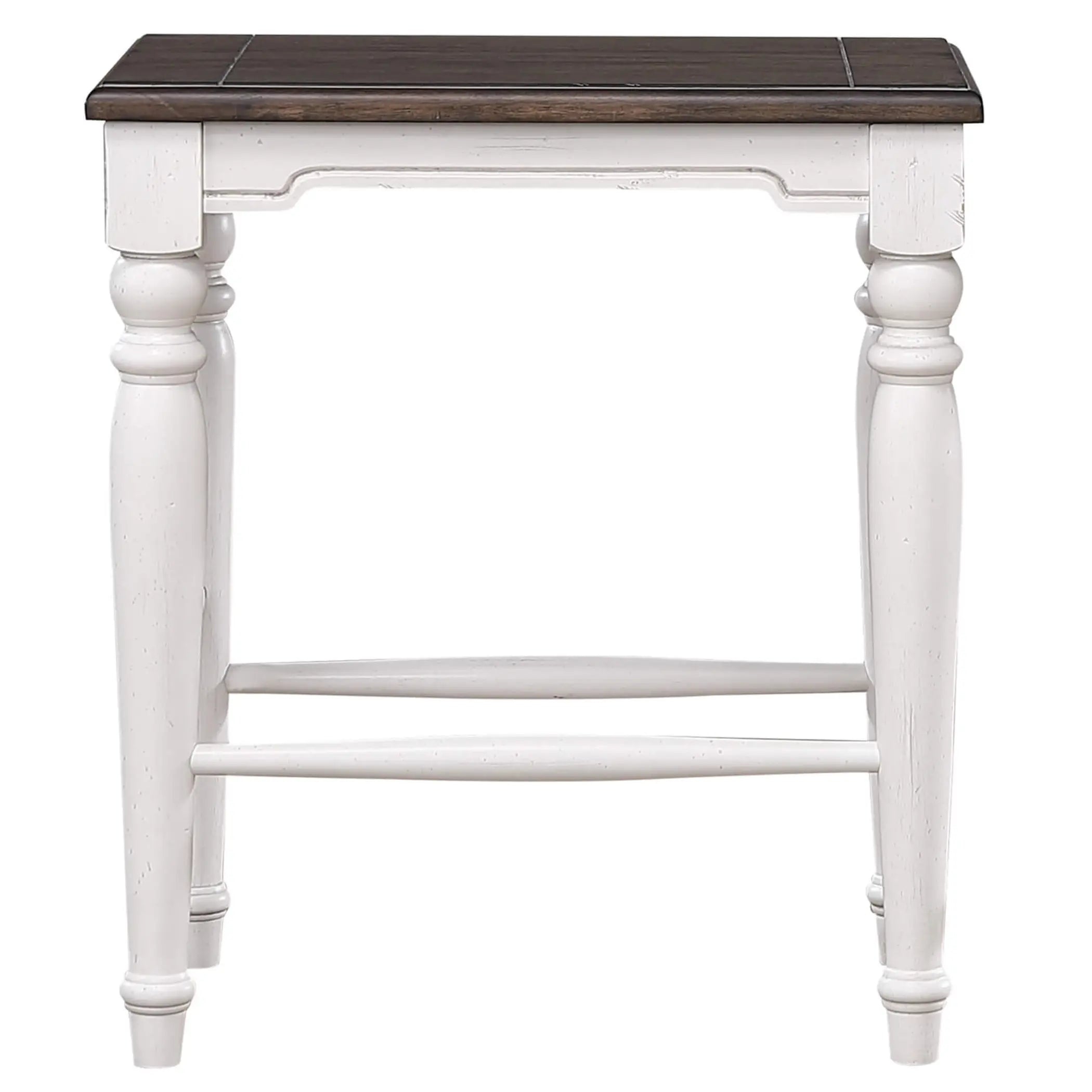 Sunset Trading French Chic 24" Backless Barstools | Set of 2  Kitchen Island Counter Stools | Two-Tone Antique White & Walnut Brown Solid Wood | Dining and Game Room Seating Sunset Trading