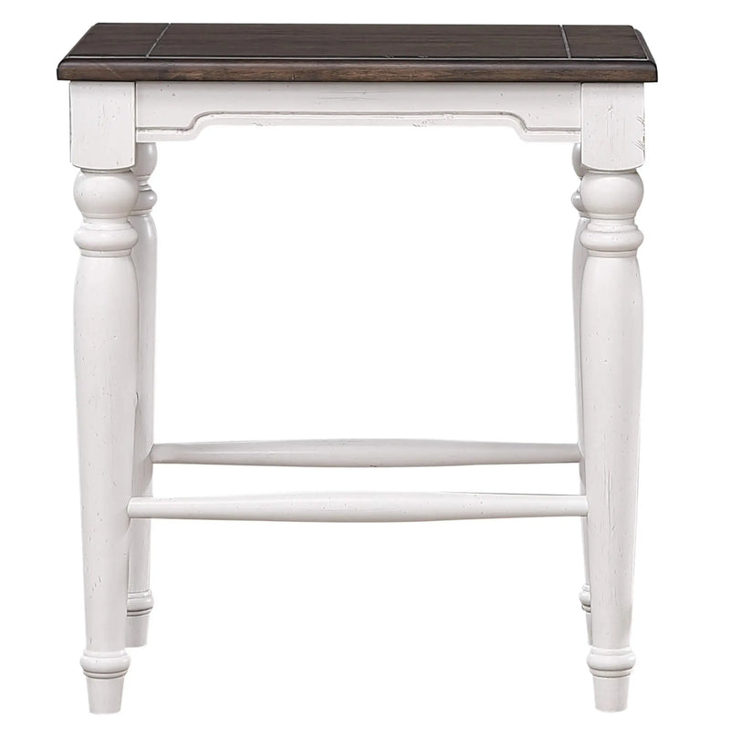 Sunset Trading French Chic 24" Backless Barstools | Set of 2  Kitchen Island Counter Stools | Two-Tone Antique White & Walnut Brown Solid Wood | Dining and Game Room Seating Sunset Trading