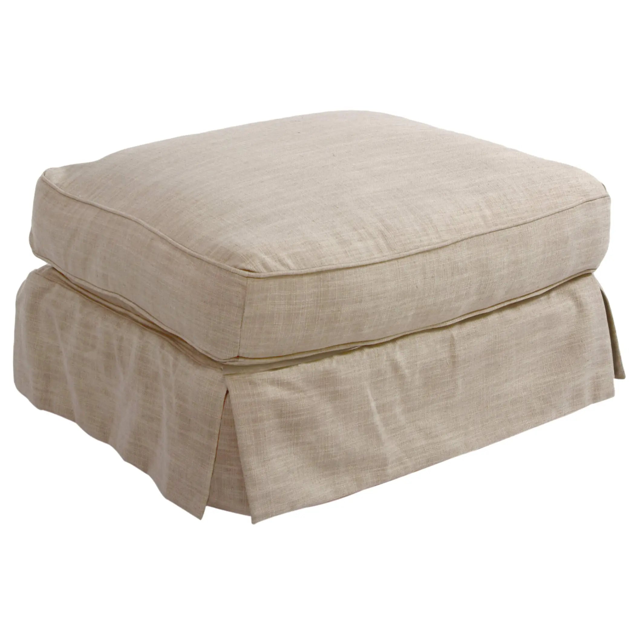Sunset Trading Horizon Slipcovered Ottoman | Linen Sunset Trading