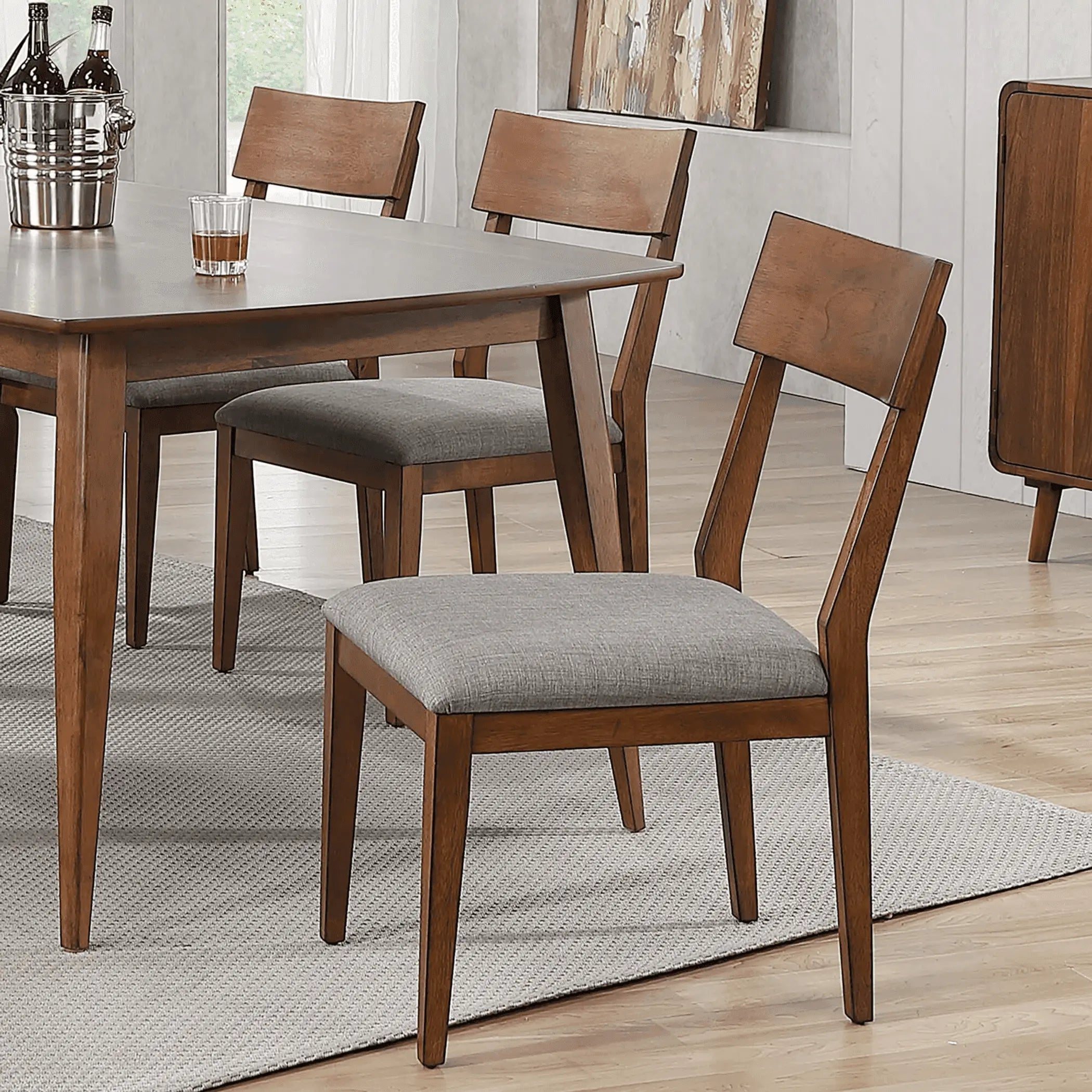 Sunset Trading Mid Century Dining Chair | Padded Performance Fabric Seat | Set of 2 Sunset Trading