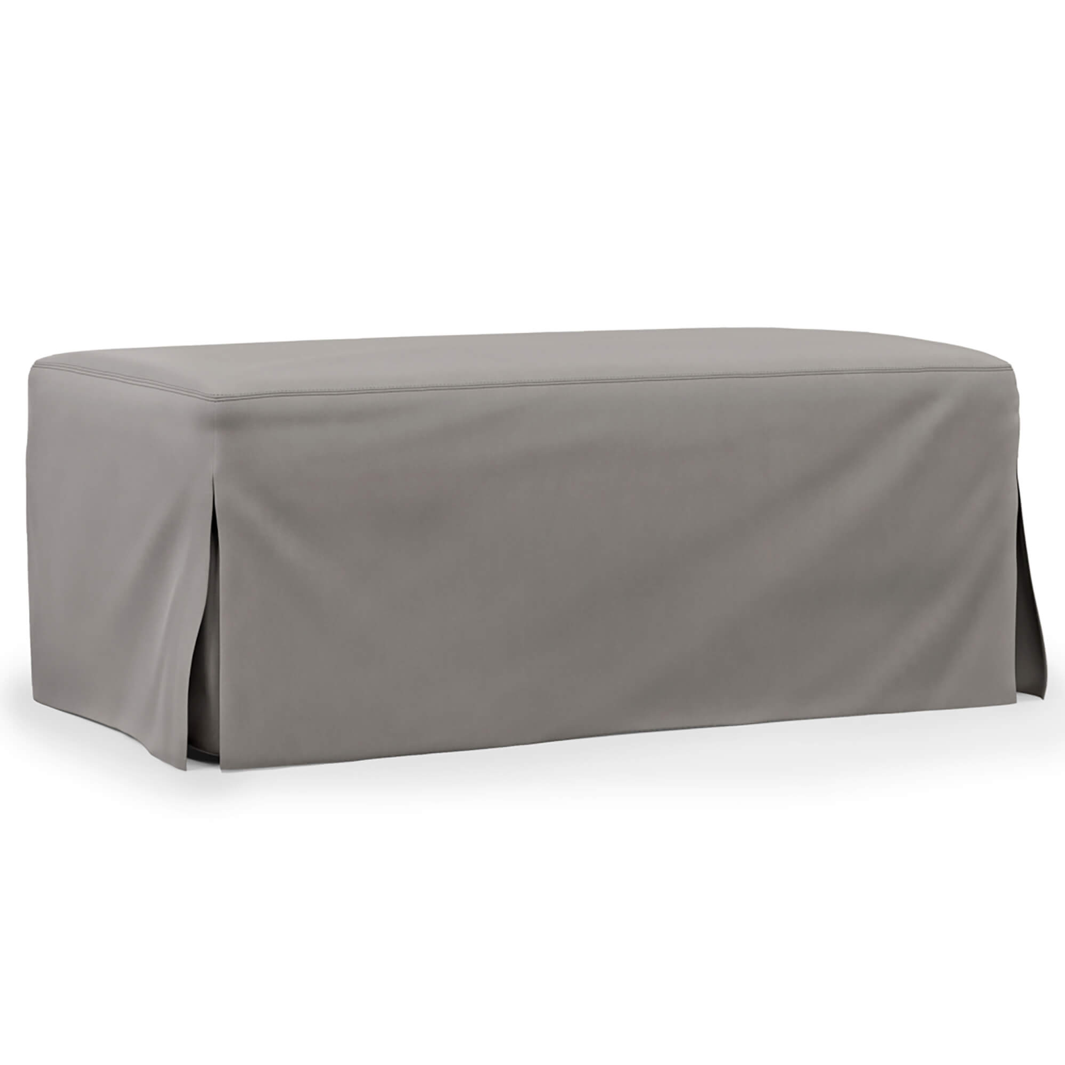 Sunset Trading Newport Slipcovered 44" Wide Ottoman | Performance Fabric Washable Water-Resistant Stain-Proof | Gray Sunset Trading
