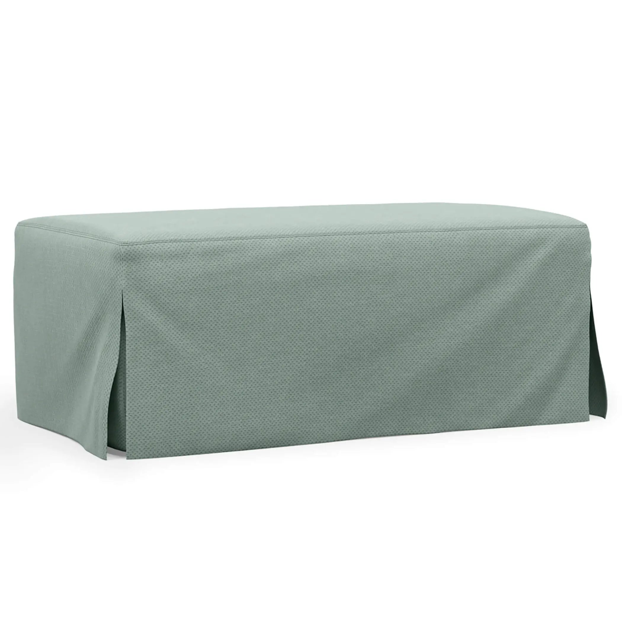 Sunset Trading Newport Slipcovered 44" Wide Ottoman | Performance Fabric Washable Water-Resistant Stain-Proof | Ocean Blue Sunset Trading