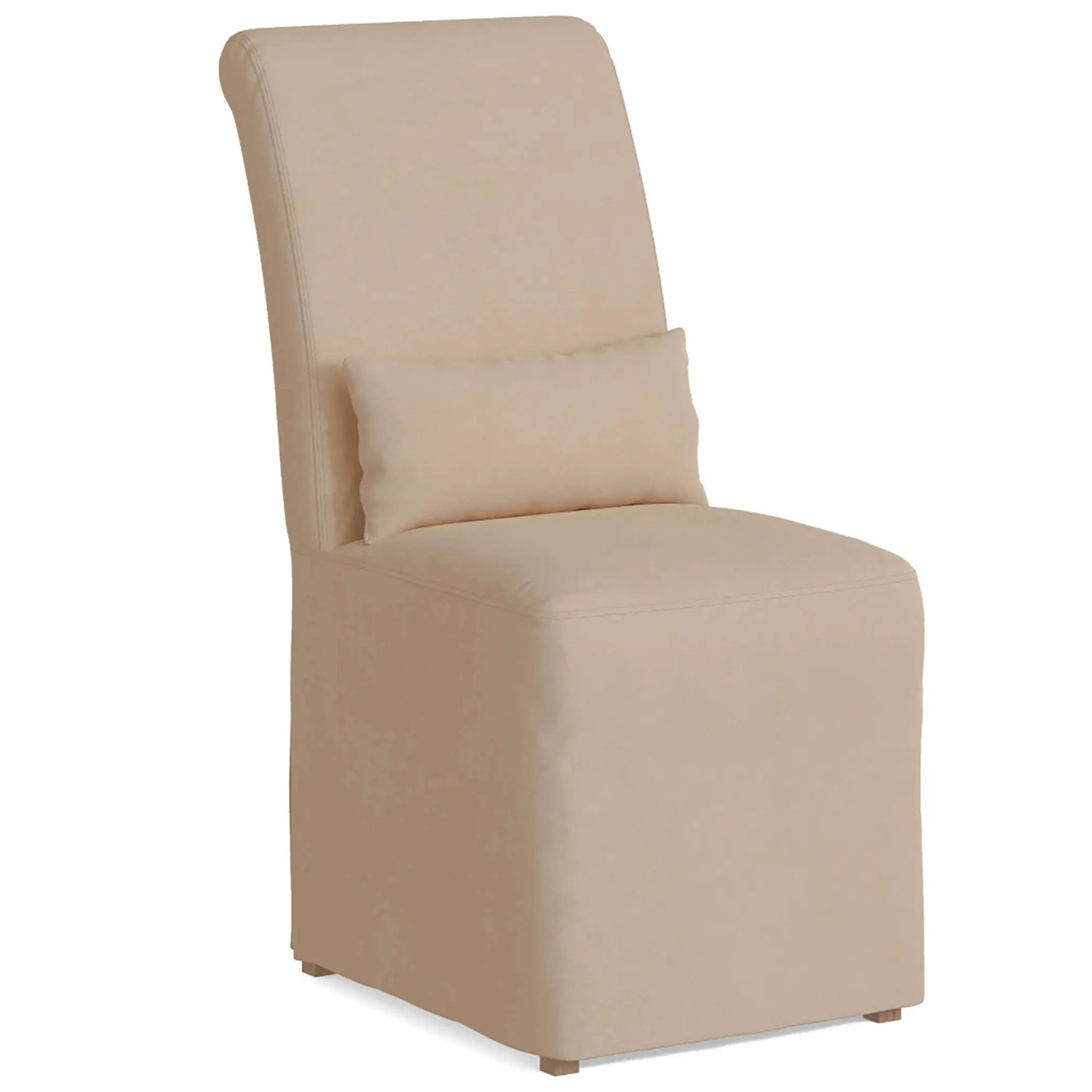 Sunset Trading Newport Slipcovered Dining Chair | Performance Fabric Washable Water-Resistant Stain-Proof | Tan Sunset Trading