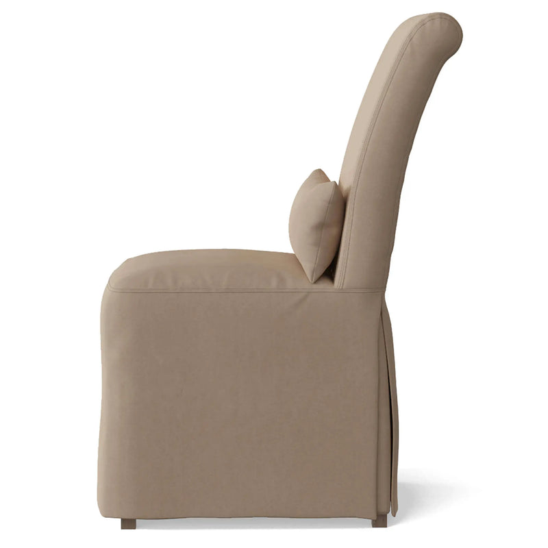 Sunset Trading Newport Slipcovered Dining Chair | Performance Fabric Washable Water-Resistant Stain-Proof | Tan Sunset Trading