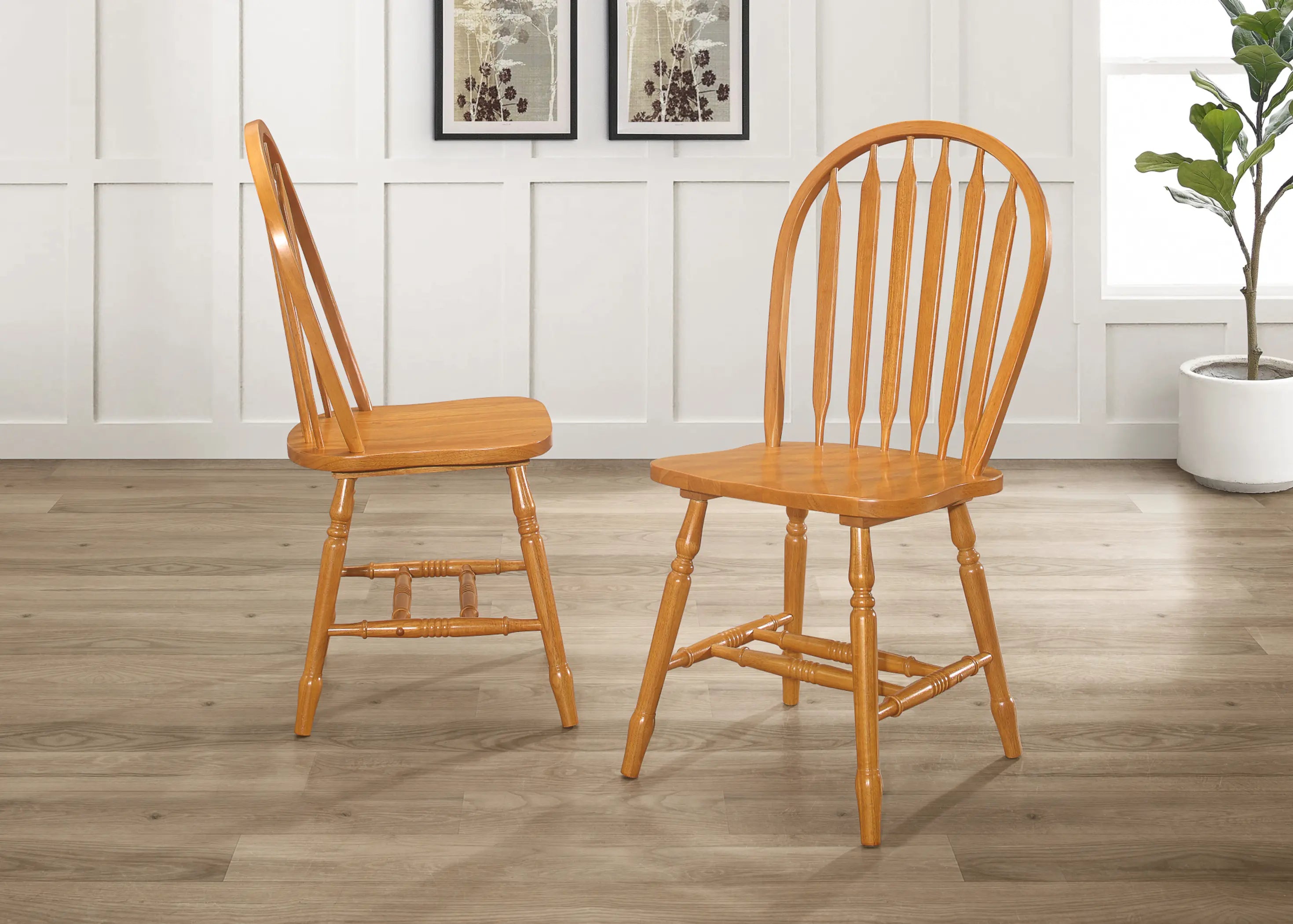 Sunset Trading Oak Selections Windsor Arrowback Dining Chair | Light Oak Finish Solid Wood | Set of 4 Sidechairs Sunset Trading