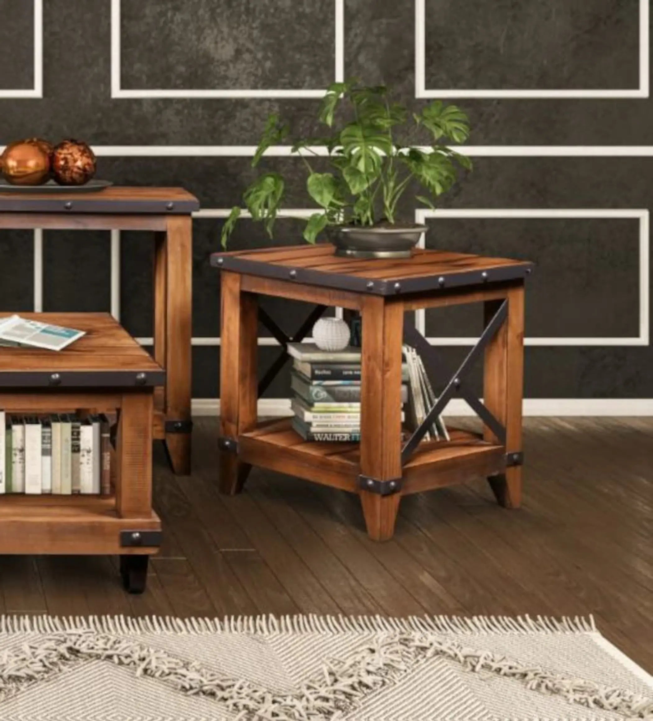 Sunset Trading Rustic City End Table with Shelf Sunset Trading