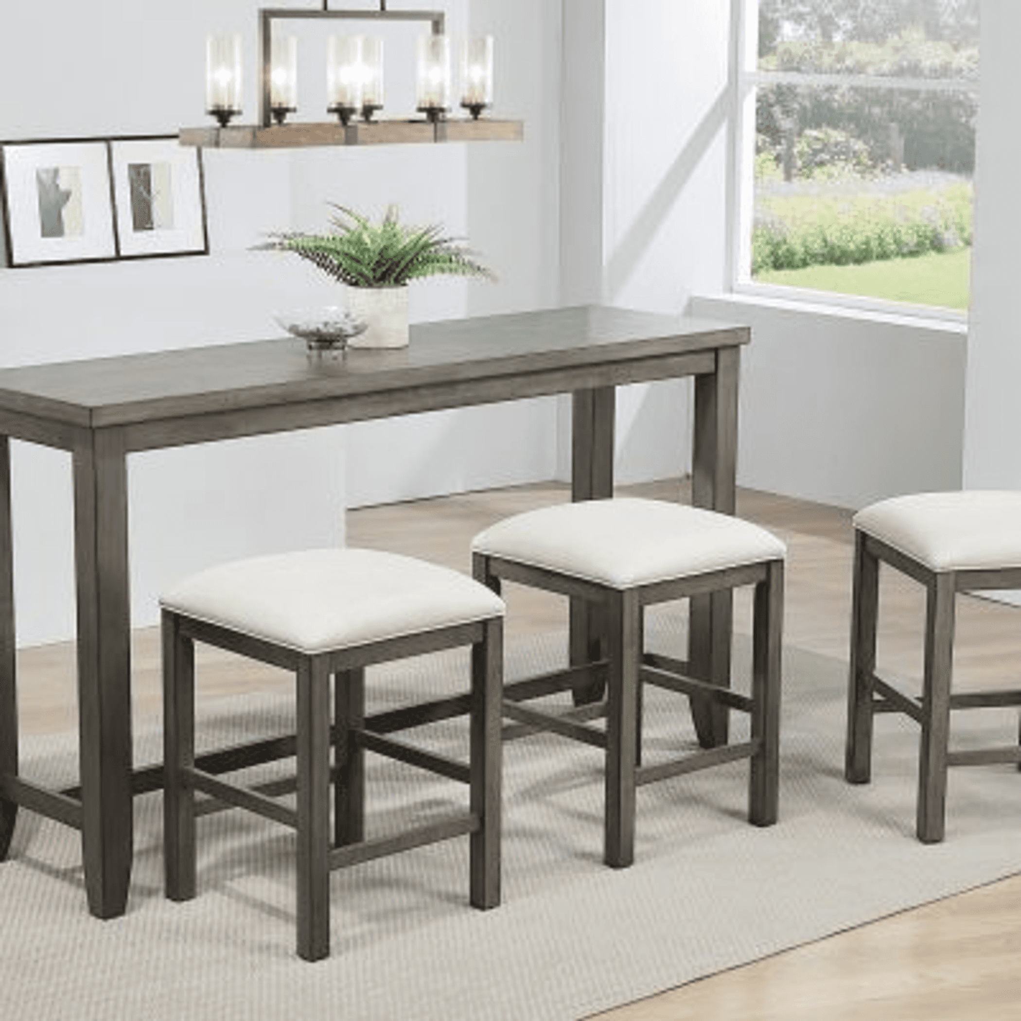 Sunset Trading Shades of Gray 65" Rectangular Narrow Pub Table | Small Space Counter Height Dining | Sofa Console | Seats 6 Sunset Trading