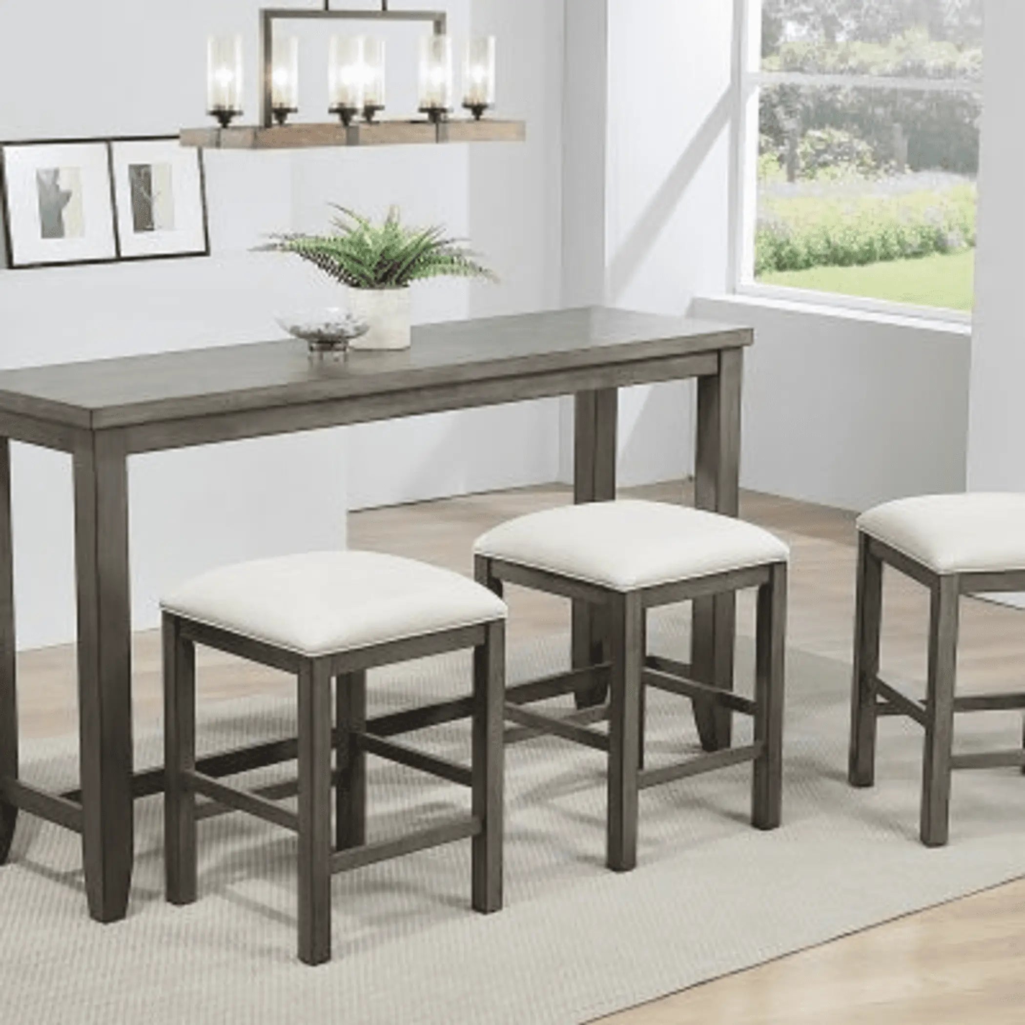 Sunset Trading Shades of Gray 65" Rectangular Narrow Pub Table | Small Space Counter Height Dining | Sofa Console | Seats 6 Sunset Trading