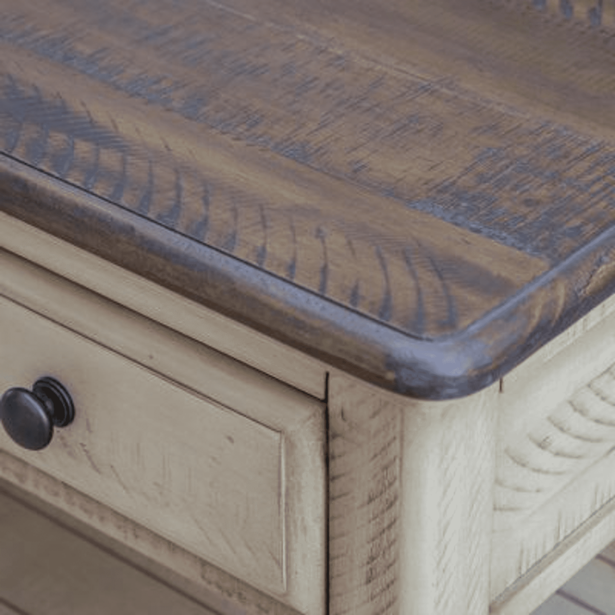 Sunset Trading Shades of Sand Console Sofa Table | Cream/Walnut Brown Solid Wood Sunset Trading