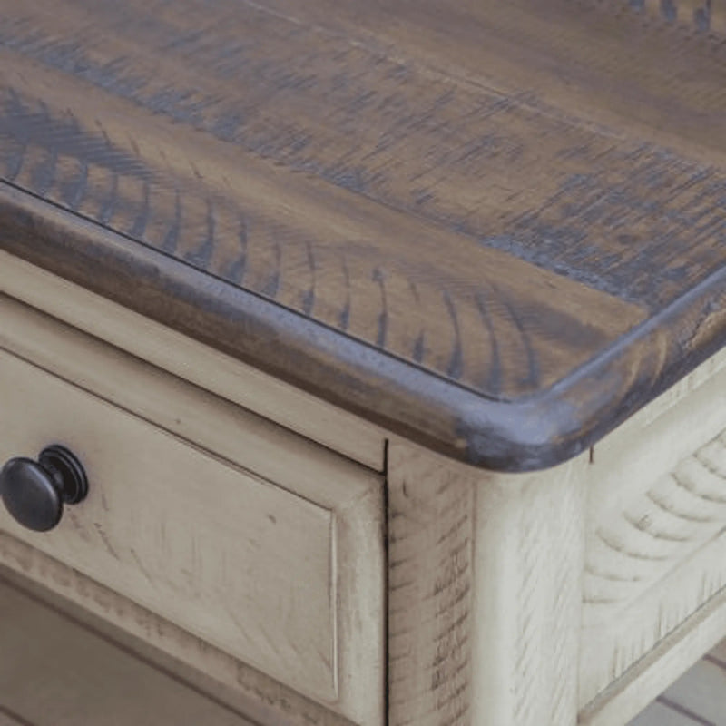 Sunset Trading Shades of Sand Console Sofa Table | Cream/Walnut Brown Solid Wood Sunset Trading