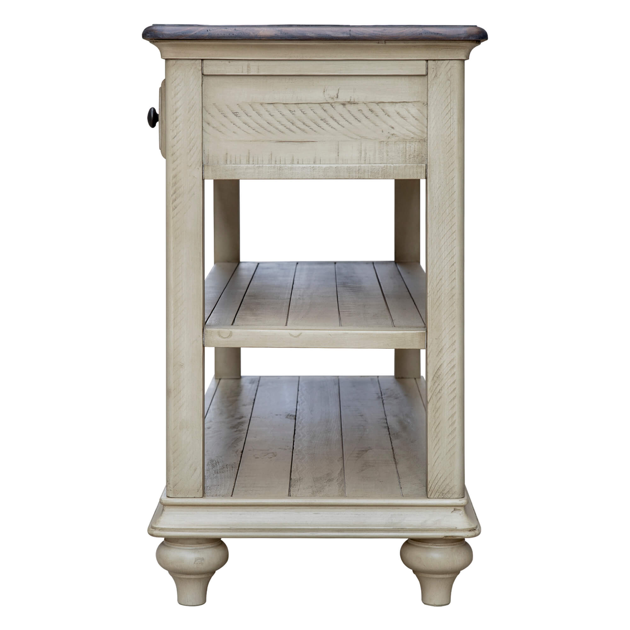 Sunset Trading Shades of Sand Console Sofa Table | Cream/Walnut Brown Solid Wood Sunset Trading