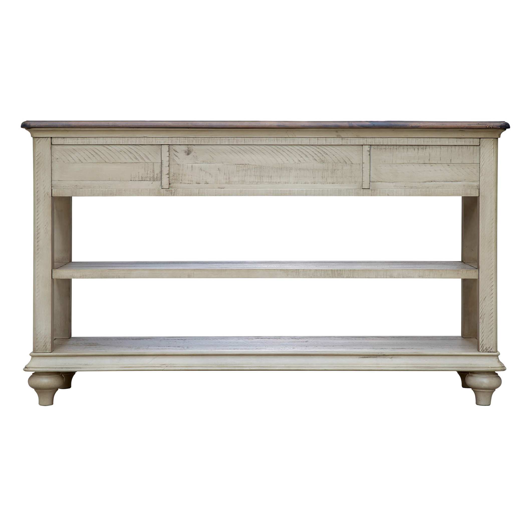 Sunset Trading Shades of Sand Console Sofa Table | Cream/Walnut Brown Solid Wood Sunset Trading