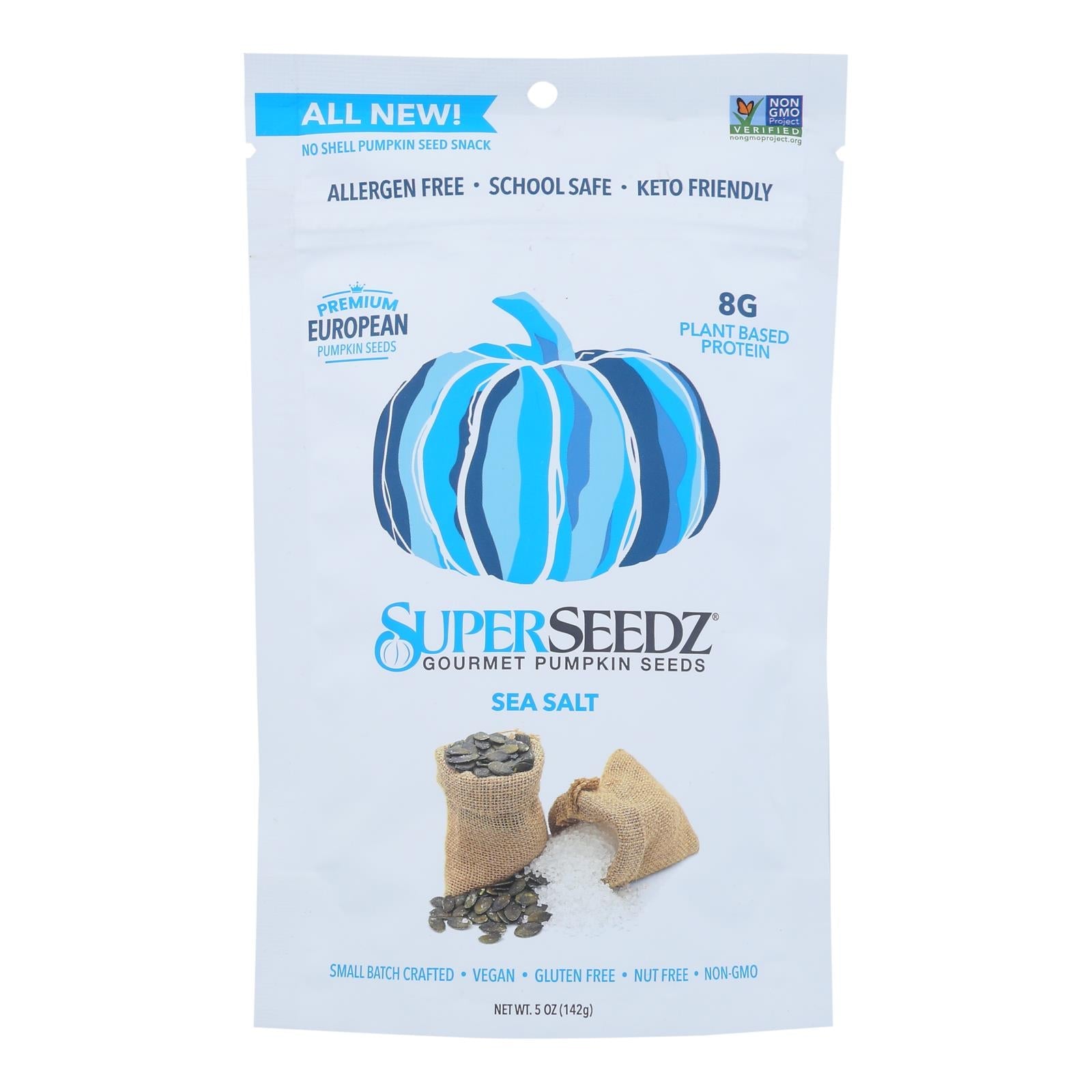 Superseedz Gourmet Pumpkin Seeds - Sea Salt - Case Of 6 - 5 Oz. Superseedz