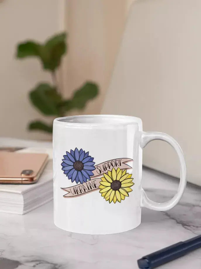 Support Ukraine Coffee Mug Black Cat Bazaar