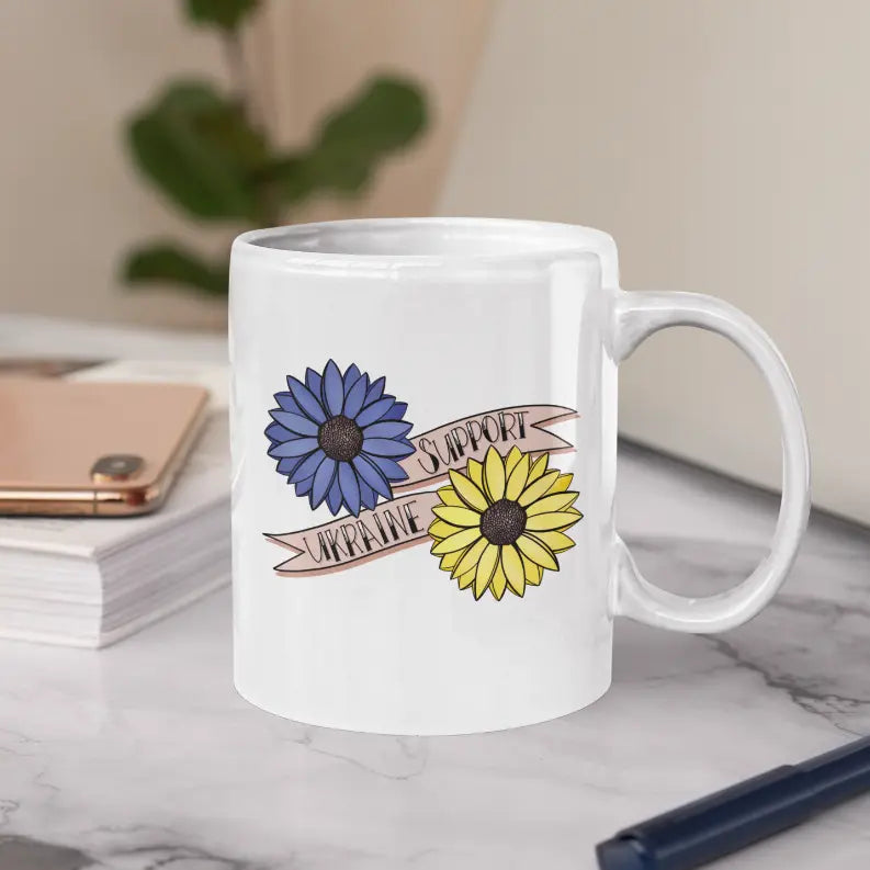Support Ukraine Coffee Mug Black Cat Bazaar