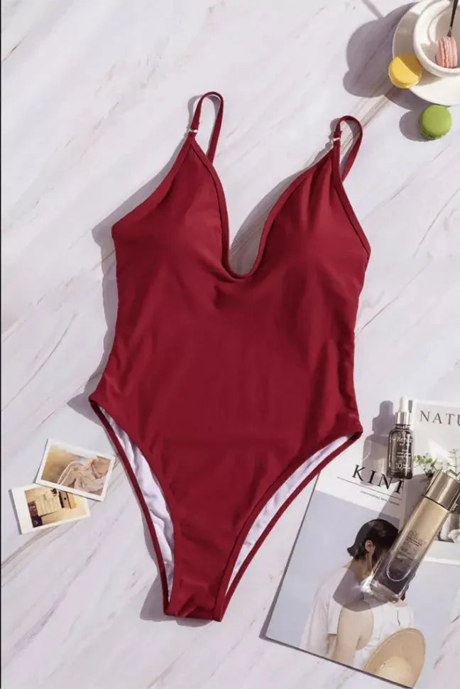 Surface V Neck One Piece Swimsuit Stay Warm in Style
