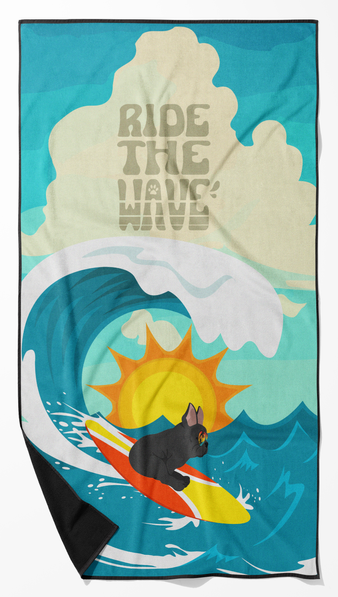 Surfer Dog Cream Golden Retriever Premium Beach Towel Caroline's Treasures